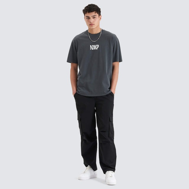 model wears Arctic Heavy Box Fit Tee Pigment Asphalt T-Shirts Grey - image 6