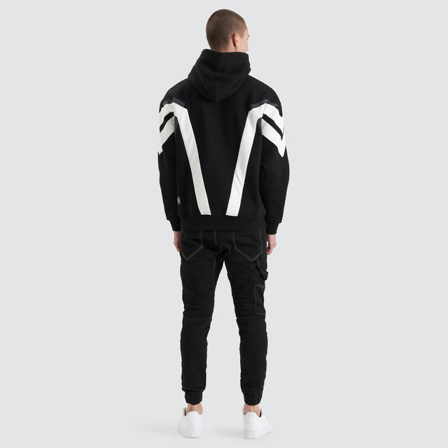 model wears Atrium Heavy Box Fit Hoodie Jet Black Jumpers Black - image 5
