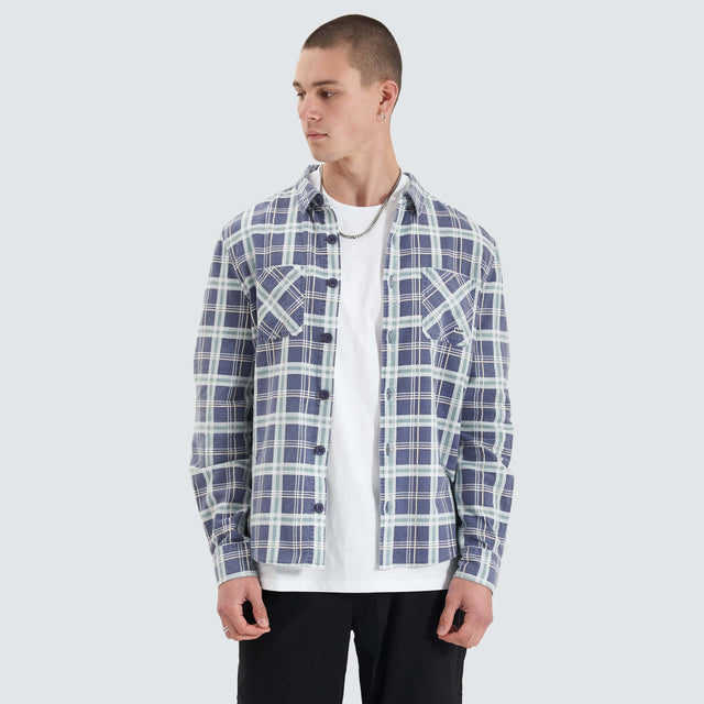 Nena and Pasadena Barrier LS Shirt Crown Blue Check