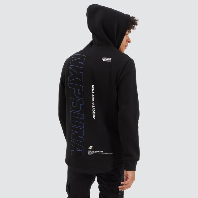 model wears Brodder Dual Curved Hoodie Jet Black Hoodies Black - image 2