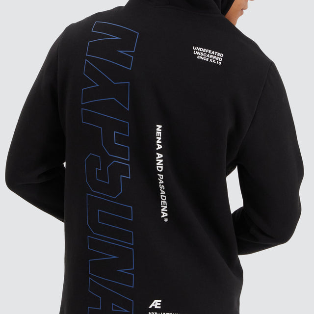 model wears Brodder Dual Curved Hoodie Jet Black Hoodies Black - image 4