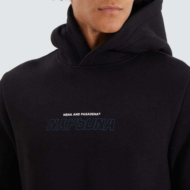 model wears Brodder Dual Curved Hoodie Jet Black Hoodies Black - image 3