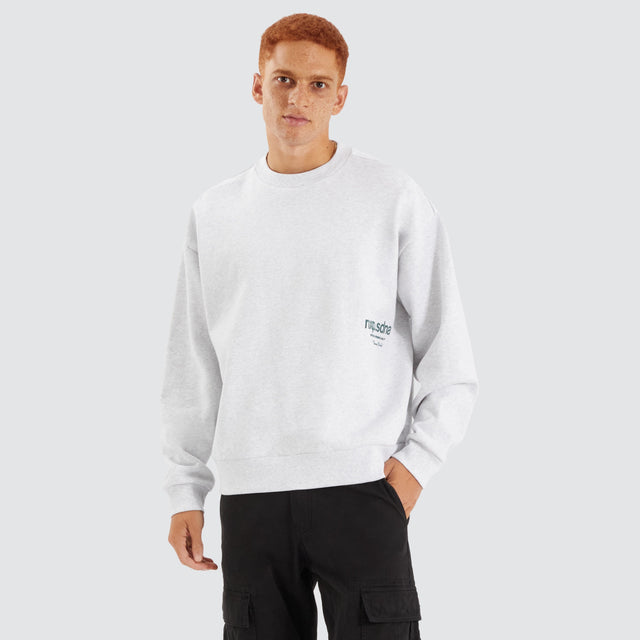 model wears Cardinal Box Fit Sweater Snow Marle Jumpers White - image 2