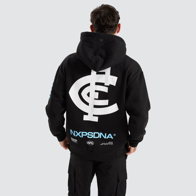 model wears Carlton Blues AFL Relaxed Hoodie Jet Black Hoodies Black - image 1