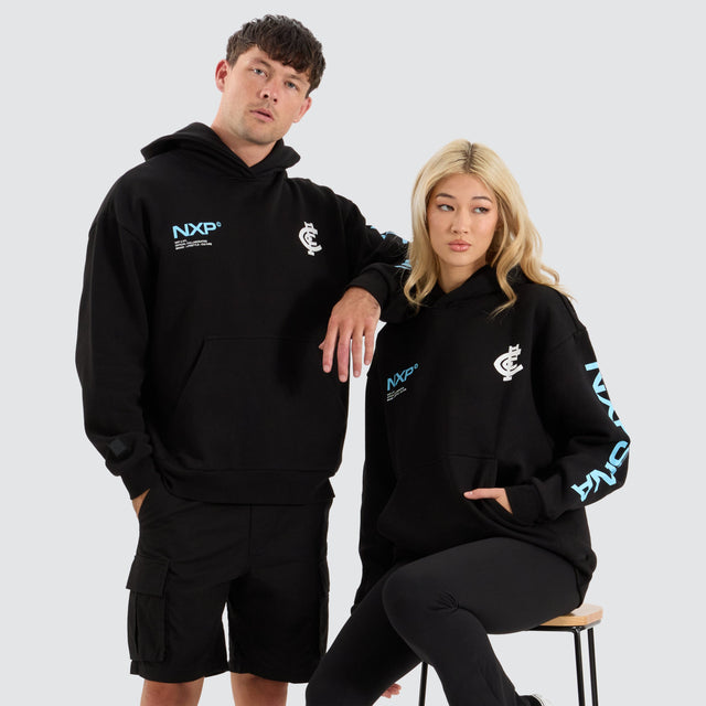 model wears Carlton Blues AFL Relaxed Hoodie Jet Black Hoodies Black - image 2