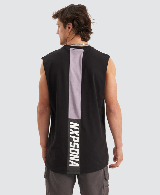 model wears Cautionary Muscle Jet Black Muscle Tees Black - image 1