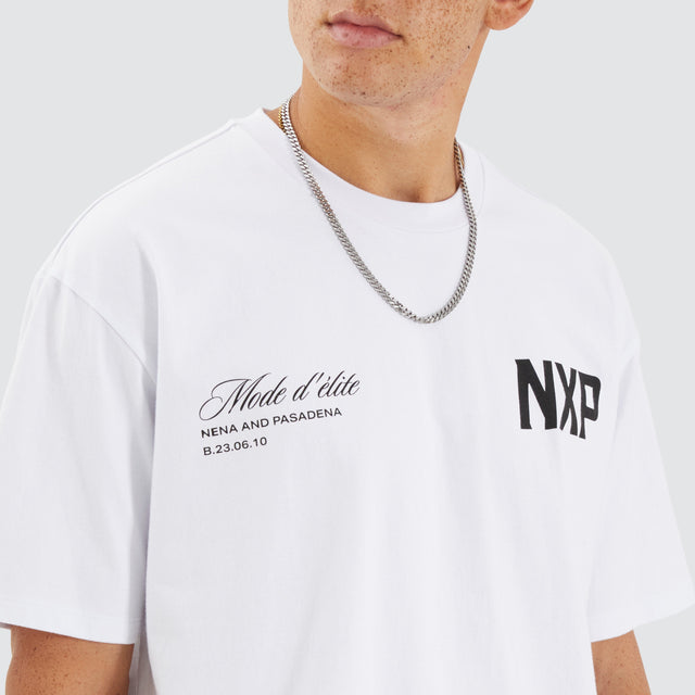 model wears Central Box Fit Tee Optical White T-Shirts White - image 2