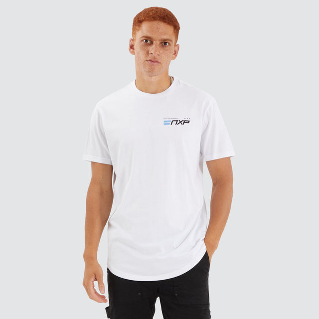 model wears Chain Dual Curved Tee Optical White T-Shirts White - image 2