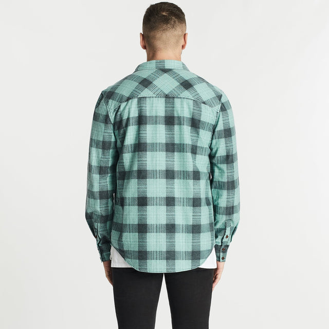 Nena and Pasadena Charge Long Sleeve Shirt Black/Green Check