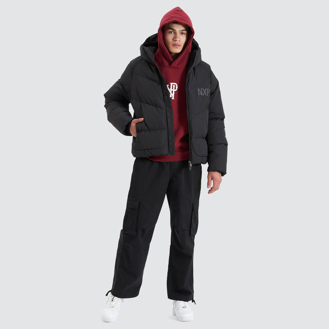 Nena and Pasadena Chrysler Raglan Puffer Jacket Jet Black