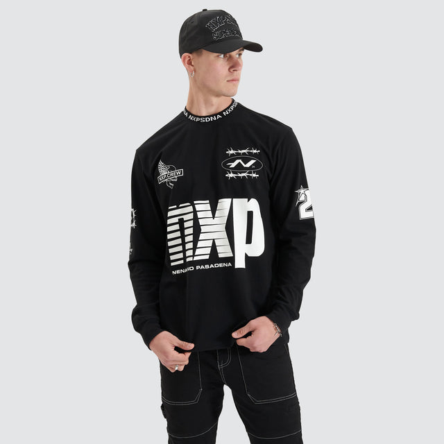 model wears Concrete Heavy Relaxed Longsleeve Tee Jet Black Longsleeve T-Shirts Black - image 1