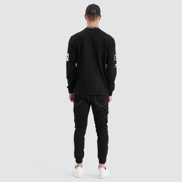 model wears Concrete Heavy Relaxed Longsleeve Tee Jet Black Longsleeve T-Shirts Black - image 6