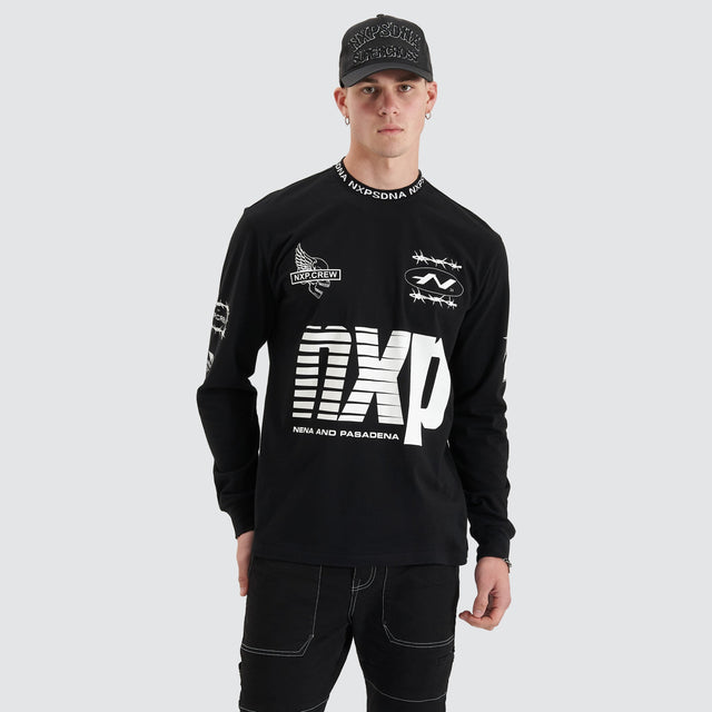 model wears Concrete Heavy Relaxed Longsleeve Tee Jet Black Longsleeve T-Shirts Black - image 5