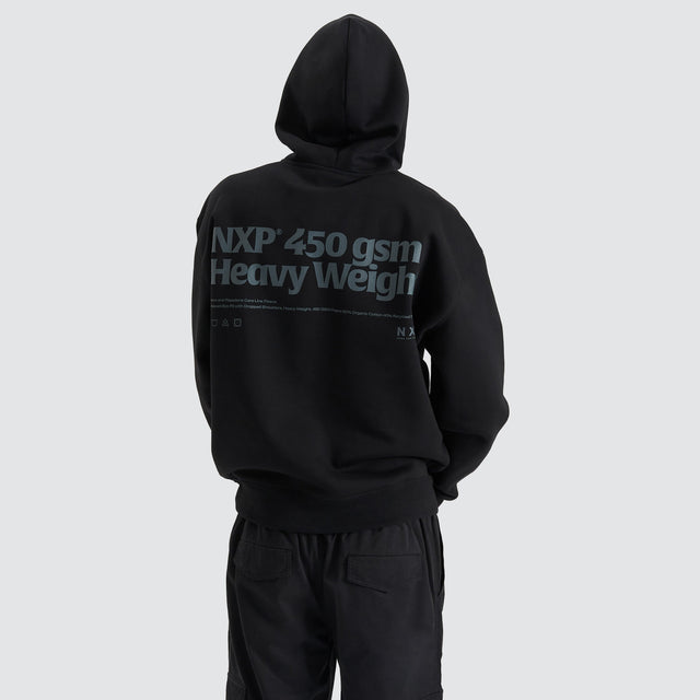 Nena and Pasadena Core Line Heavy Box Fit Hooded Sweater Jet Black