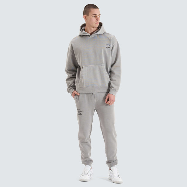 model wears Core Line Heavy Trackpant Pigment Alloy Trackpants Grey - image 7