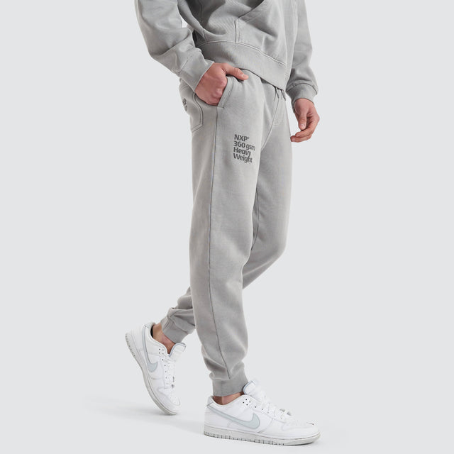 model wears Core Line Heavy Trackpant Pigment Alloy Trackpants Grey - image 2