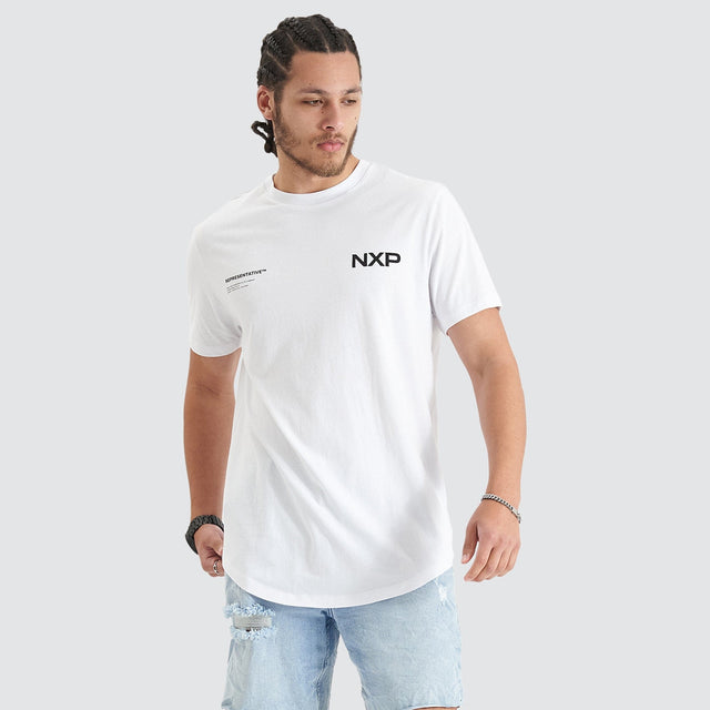 model wears Delta Time Dual Curved Tee Optical White T-Shirts White - image 1