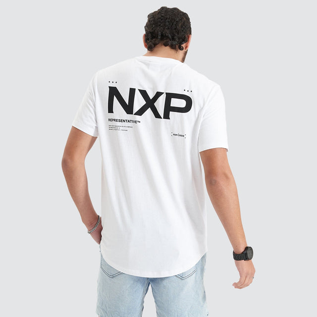 model wears Delta Time Dual Curved Tee Optical White T-Shirts White - image 2