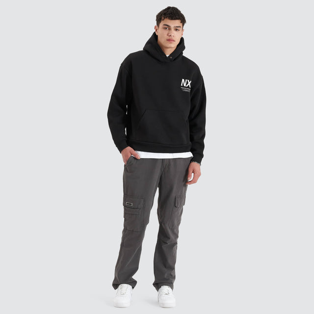 model wears Diagram Heavy Box Fit Hoodie Jet Black Hoodies Black - image 7