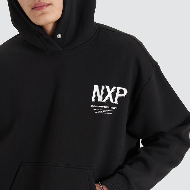 model wears Diagram Heavy Box Fit Hoodie Jet Black Hoodies Black - image 6