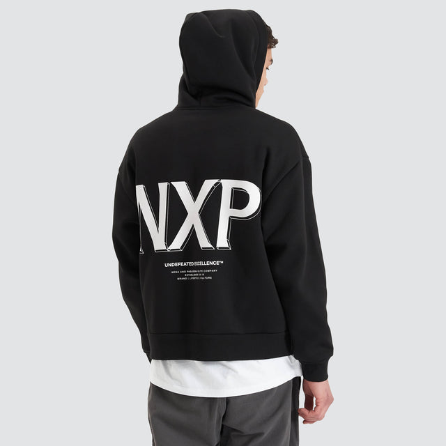 model wears Diagram Heavy Box Fit Hoodie Jet Black Hoodies Black - image 4