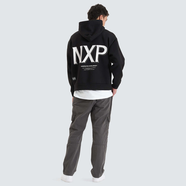 model wears Diagram Heavy Box Fit Hoodie Jet Black Hoodies Black - image 3