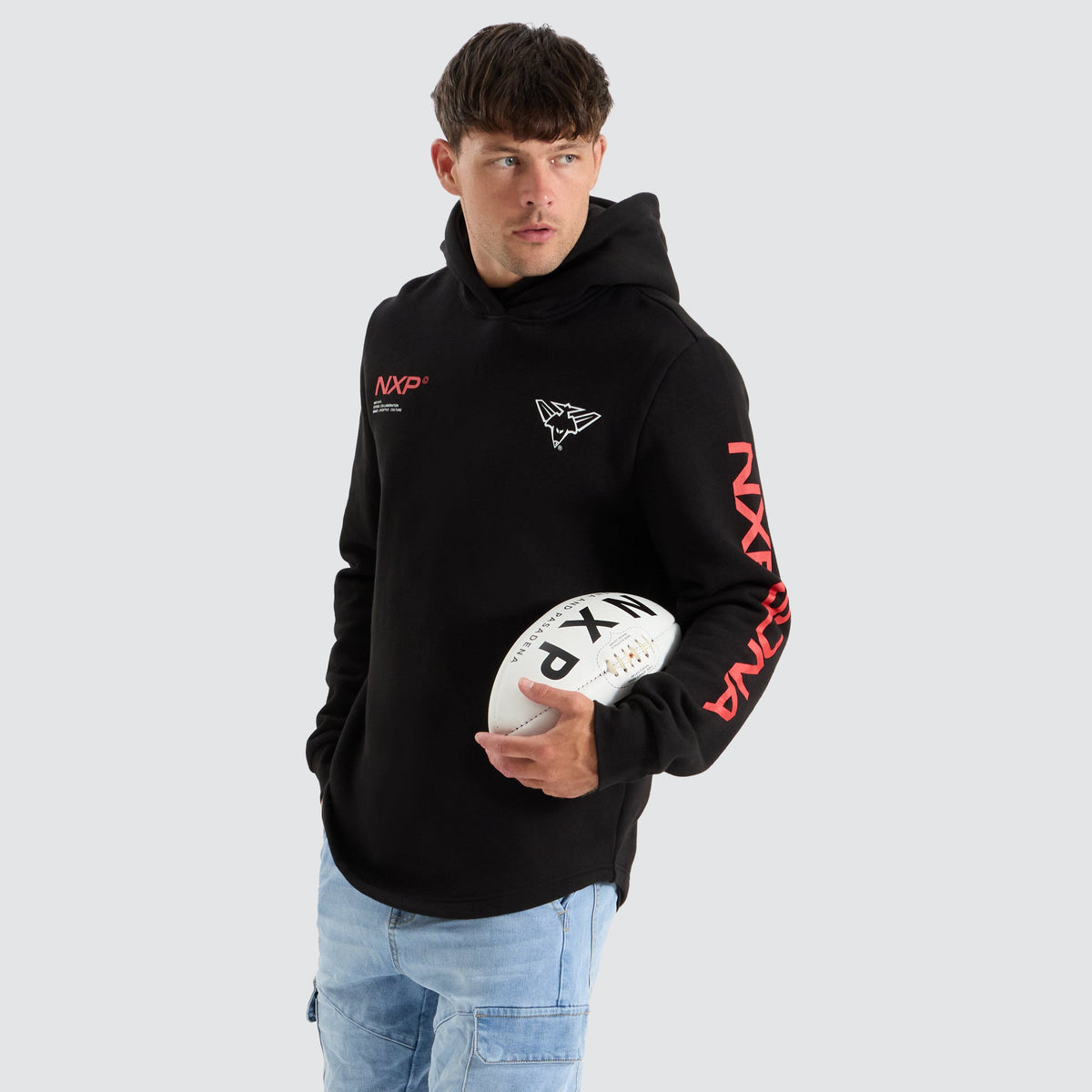 NXP Essendon Bombers AFL Dual Curved Hoodie in Jet Black