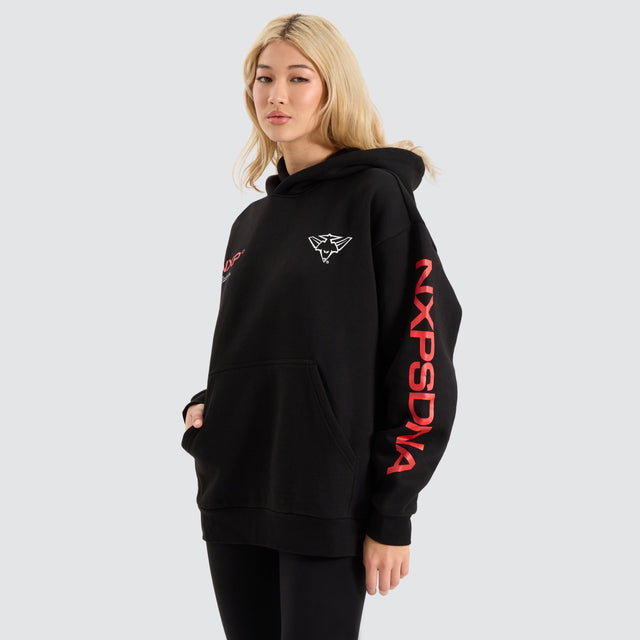 model wears Essendon Bombers AFL Relaxed Hoodie Jet Black Hoodies Black - image 6