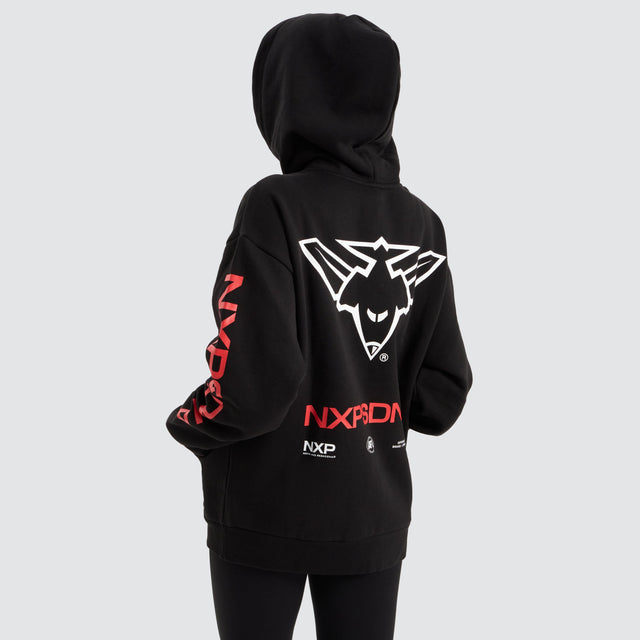 model wears Essendon Bombers AFL Relaxed Hoodie Jet Black Hoodies Black - image 7