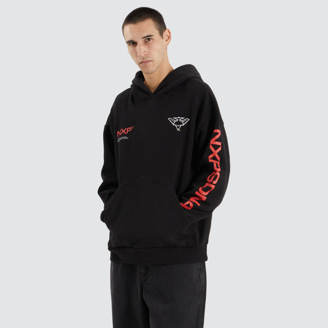 model wears Essendon Bombers AFL Relaxed Hoodie Jet Black Hoodies Black - image 10