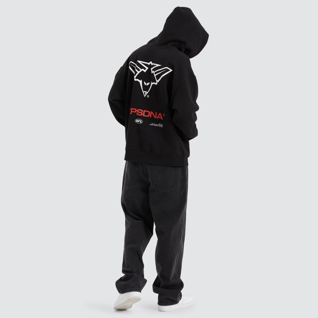 model wears Essendon Bombers AFL Relaxed Hoodie Jet Black Hoodies Black - image 9