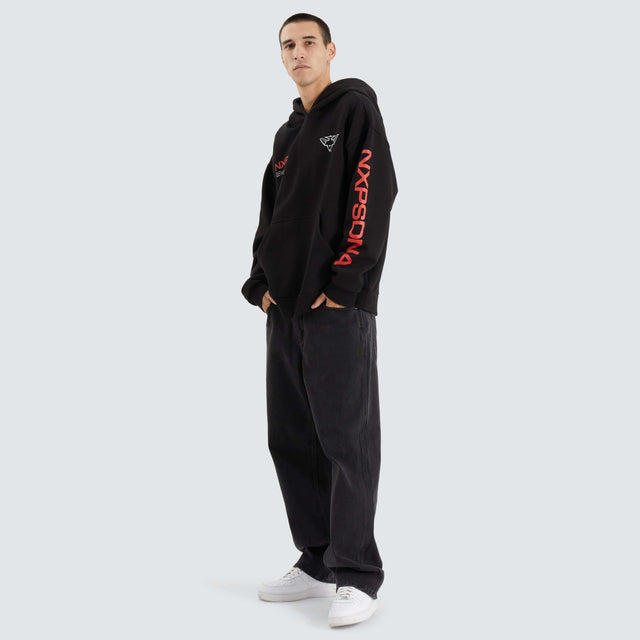 model wears Essendon Bombers AFL Relaxed Hoodie Jet Black Hoodies Black - image 11