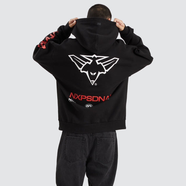 model wears Essendon Bombers AFL Relaxed Hoodie Jet Black Hoodies Black - image 5