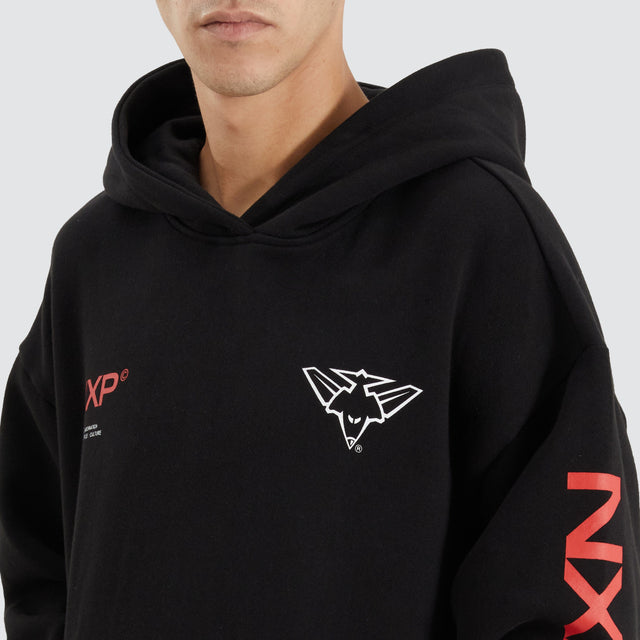model wears Essendon Bombers AFL Relaxed Hoodie Jet Black Hoodies Black - image 4