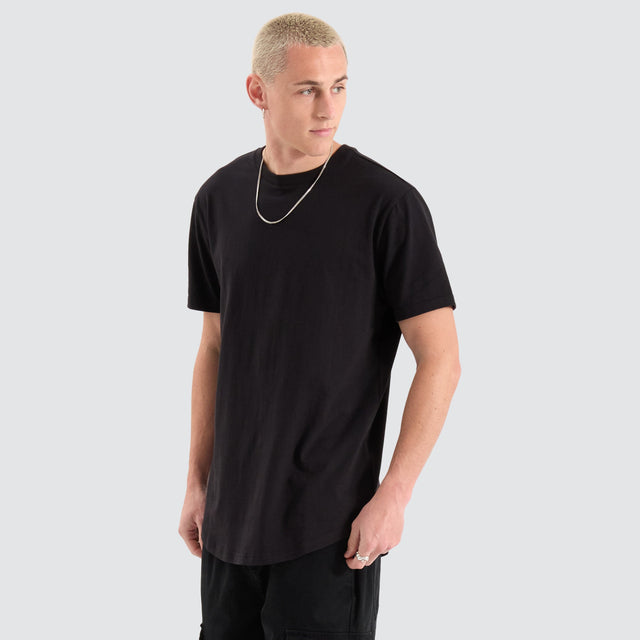 model wears Fargo Dual Curved Tee Jet Black T-Shirts Black - image 2