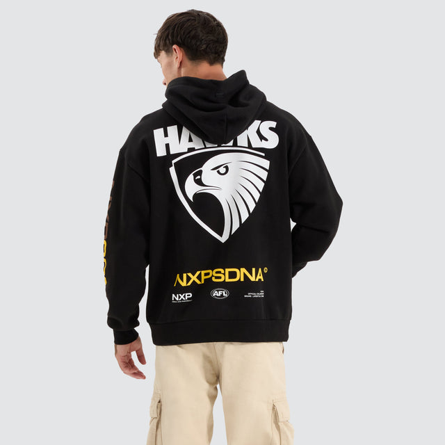 model wears Hawthorn Hawks AFL Relaxed Hoodie Jet Black Hoodies Black - image 1