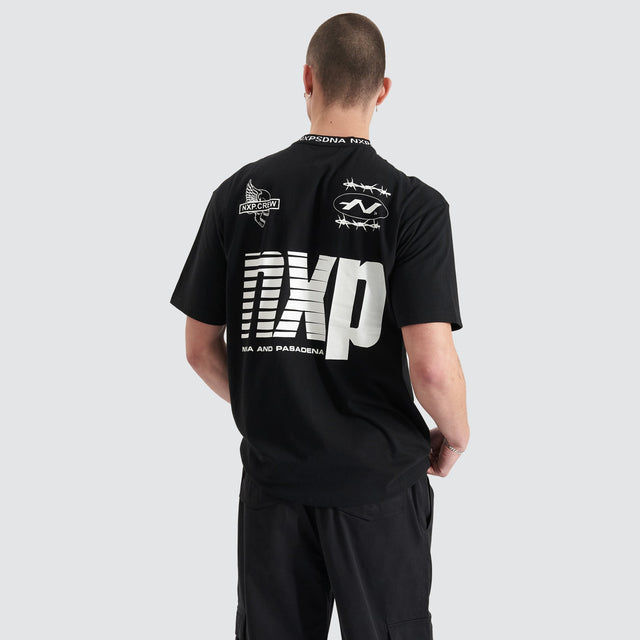 model wears Ionic Heavy Box Fit Tee Jet Black T-Shirts Black - image 2