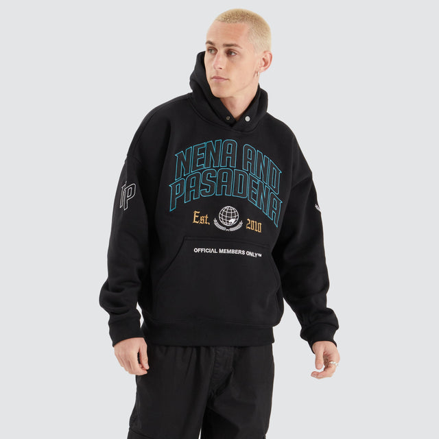 model wears Members Box Fit Hoodie Jet Black Hoodies Black - image 1