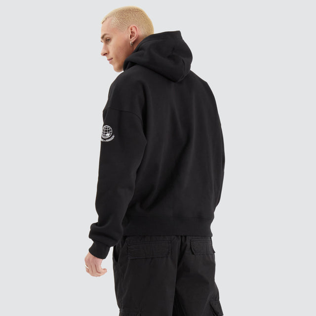 model wears Members Box Fit Hoodie Jet Black Hoodies Black - image 5