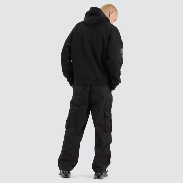 model wears Members Box Fit Hoodie Jet Black Hoodies Black - image 9