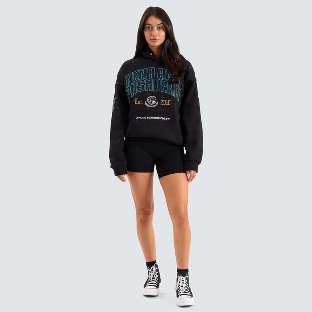 model wears Members Box Fit Hoodie Jet Black Hoodies Black - image 6