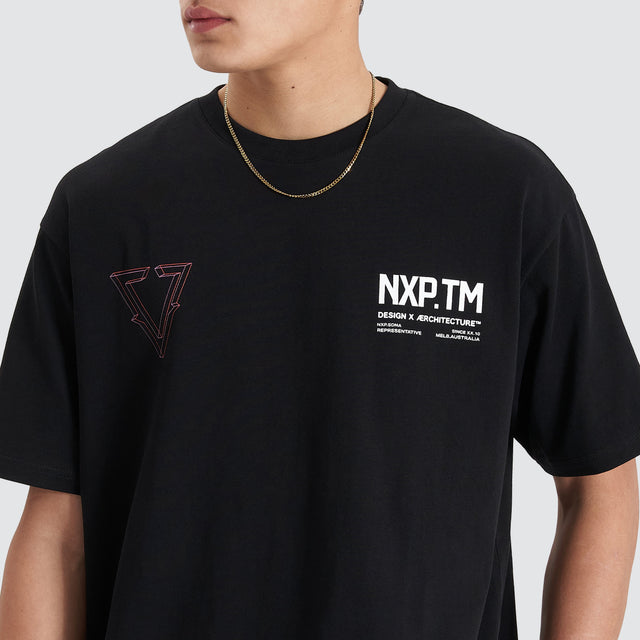 model wears Pantheon Heavy Box Fit Tee Jet Black T-Shirts Black - image 2