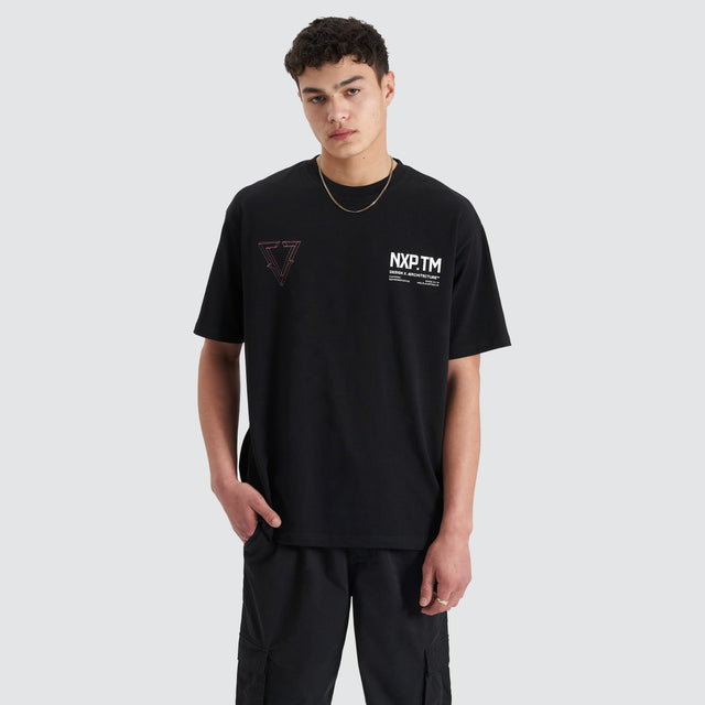 model wears Pantheon Heavy Box Fit Tee Jet Black T-Shirts Black - image 1