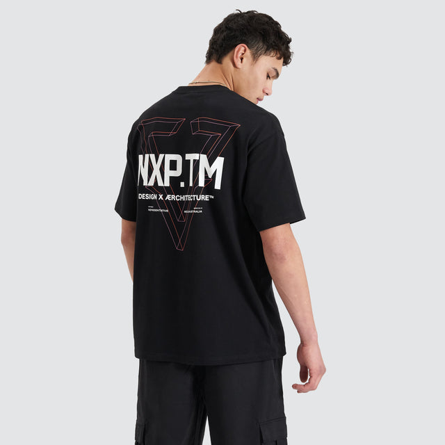 model wears Pantheon Heavy Box Fit Tee Jet Black T-Shirts Black - image 3