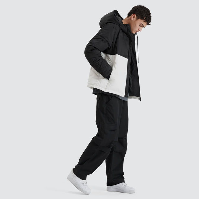 Nena and Pasadena Pavilion Hooded Puffer Black/White