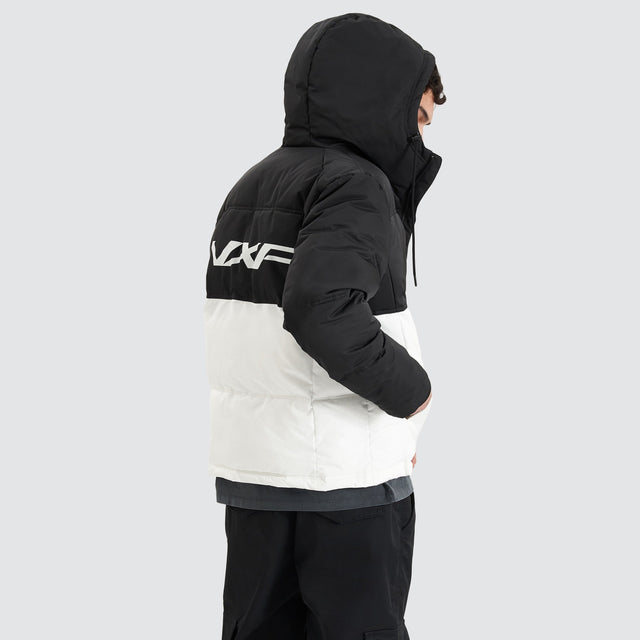 Nena and Pasadena Pavilion Hooded Puffer Black/White