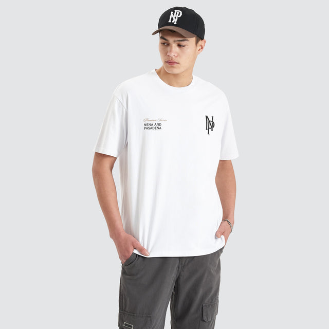model wears Petronas Heavy Box Fit Tee Optical White T-Shirts White - image 3