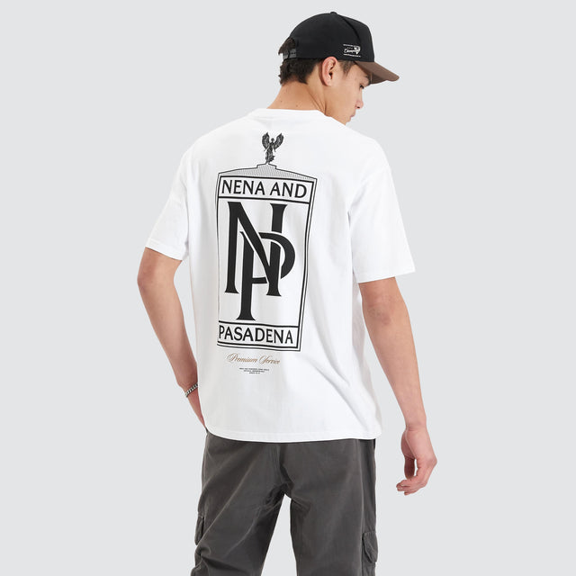 model wears Petronas Heavy Box Fit Tee Optical White T-Shirts White - image 1