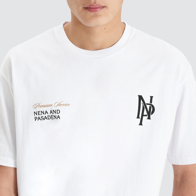 model wears Petronas Heavy Box Fit Tee Optical White T-Shirts White - image 2