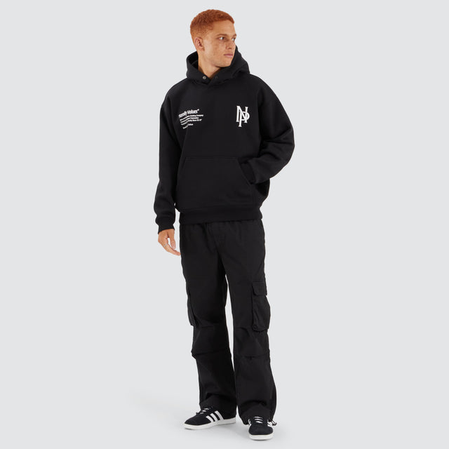 model wears Radian Box Fit Hoodie Jet Black Hoodies Black - image 4